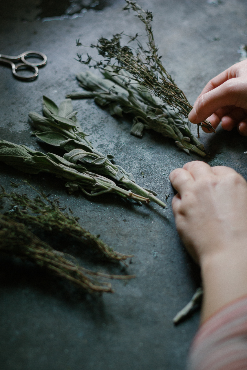 Sage + Rosemary Smudge Wand DIY by Conscious by Chloé