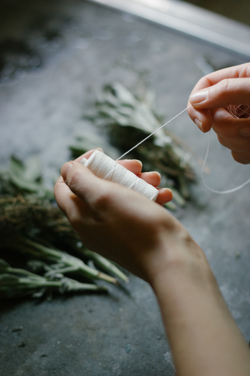 Sage + Rosemary Smudge Wand DIY by Conscious by Chloé