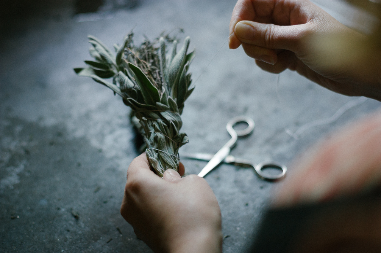 Sage + Rosemary Smudge Wand DIY by Conscious by Chloé