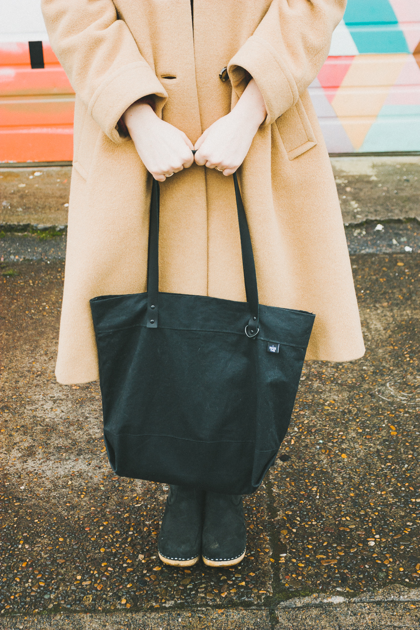 Vintage Ethical Look Shot in Front of a Portland Mural by Conscious by Chloé