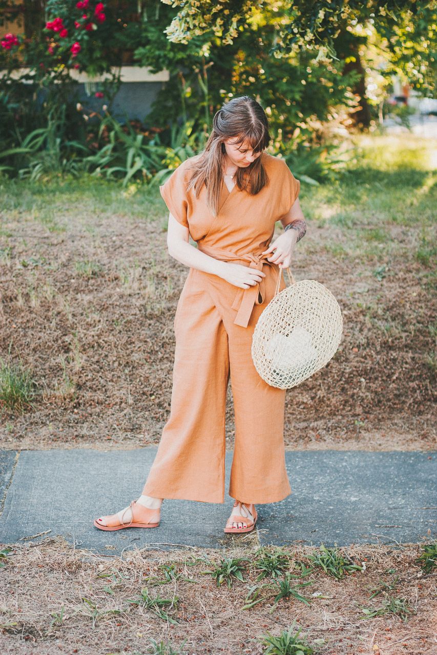 consciousbychloe-worn-9-lauren-winter-wraparound-jumpsuit-camel-linen-12