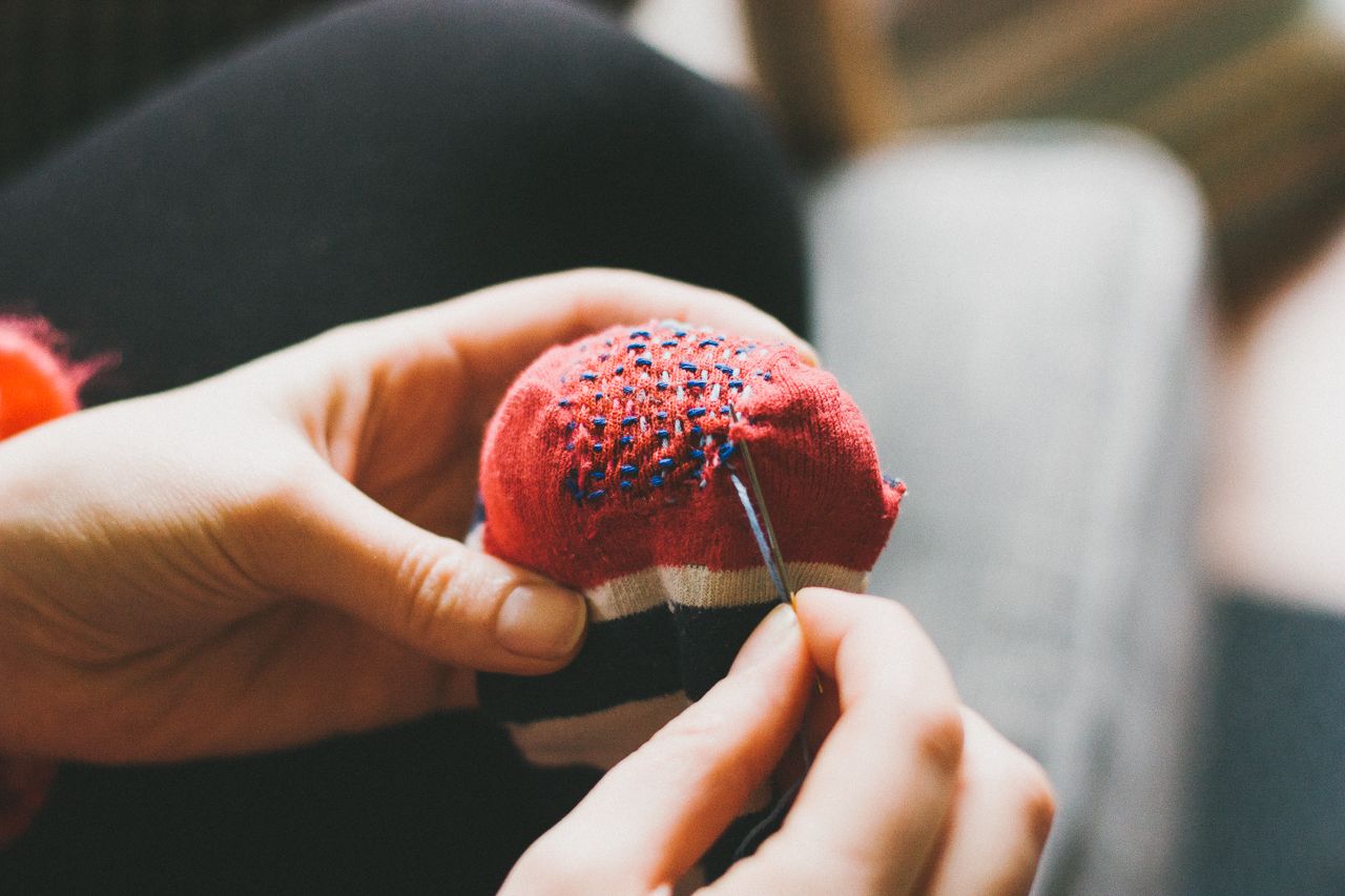 Darning Socks Zero Waste Portland Oregon