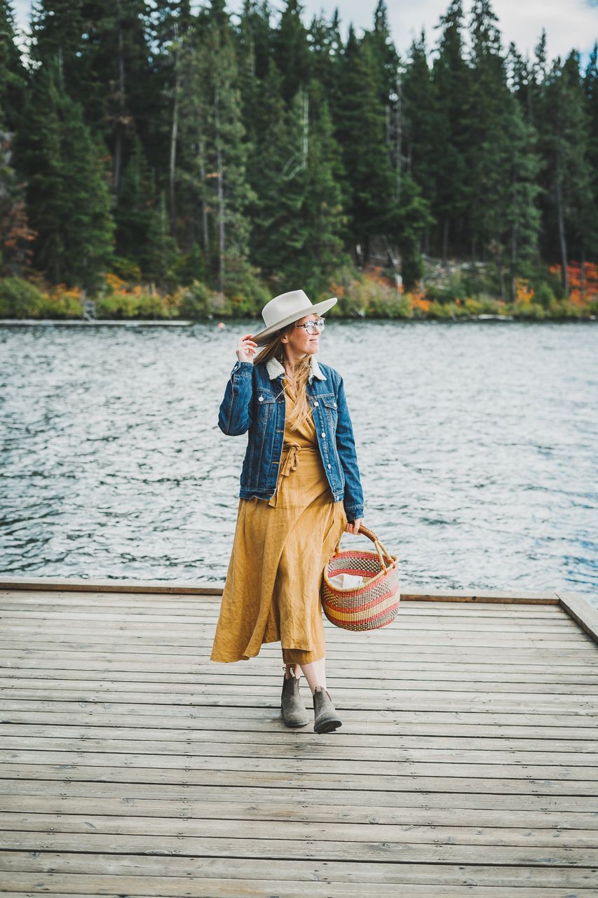 Billabong Sherpa Denim Jacket Cowboy Hat Linen Yellow Dress Basket Blundstone 585 by Conscious by Chloé