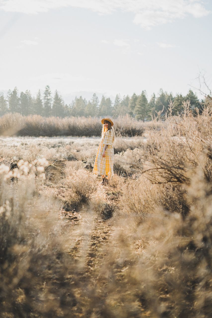 Gingham Puff Sleeves Prairie Dress by Conscious by Chloé