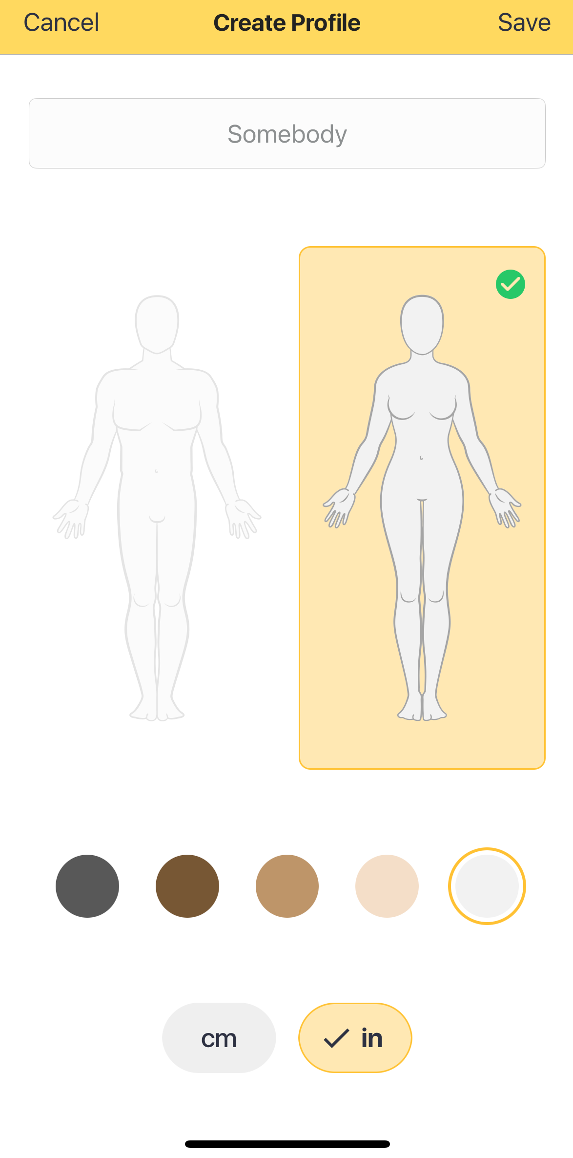 Measurements App Screenshot by Conscious by Chloé