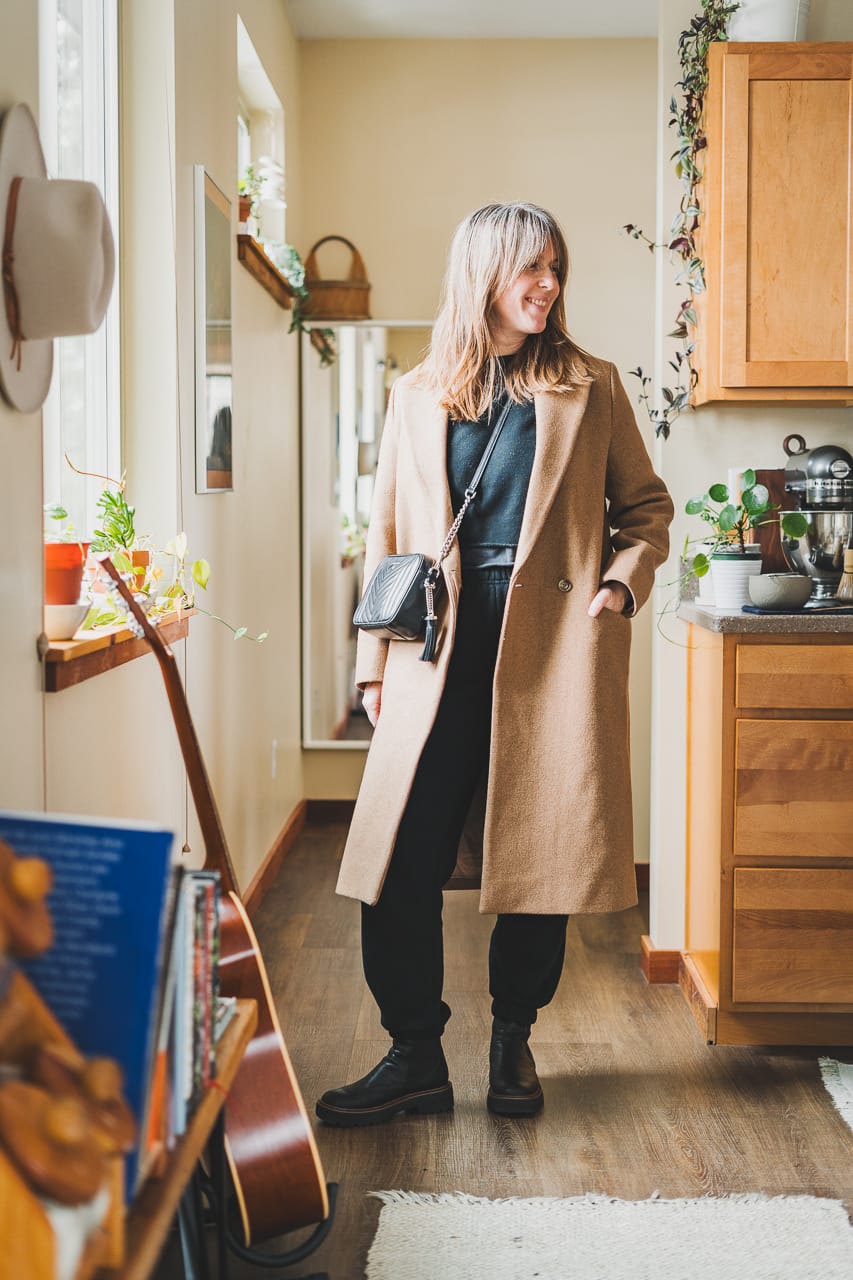 COS Camel Coat Michael Kors Quilted Purse Sam Edelman Laguna Chelsea Boots by Conscious by Chloé