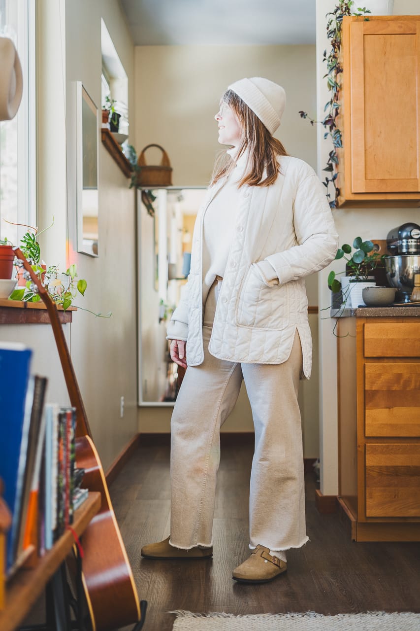 White Winter Oufit Quilted Jacket Blundstone by Conscious by Chloé