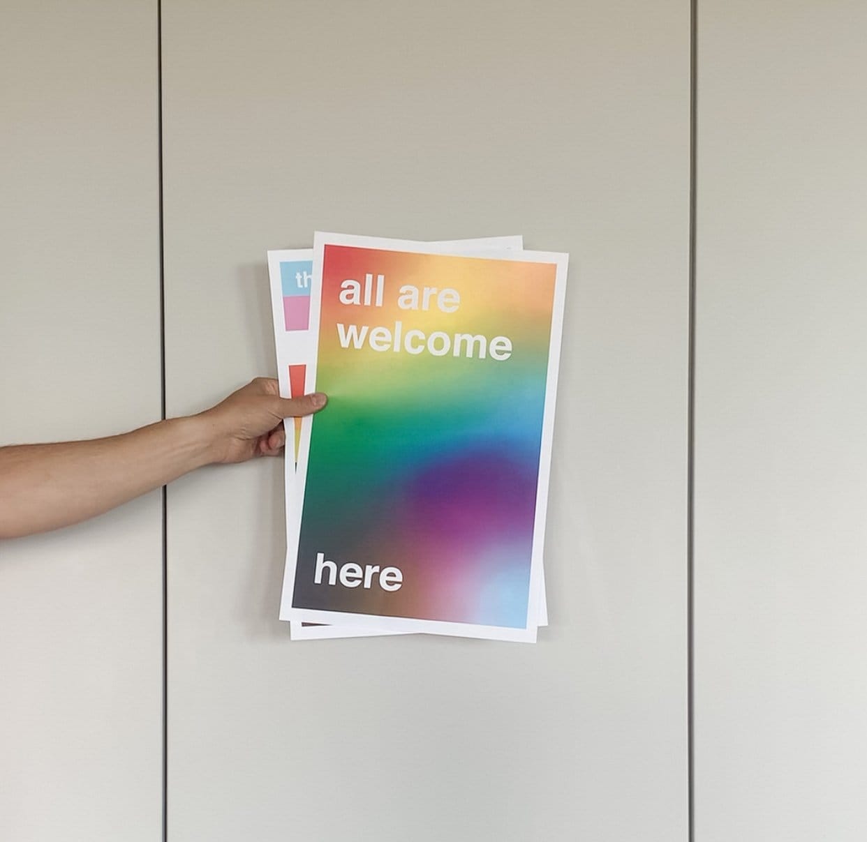 Free all are welcome poster by Amanda Jade Jones Studio