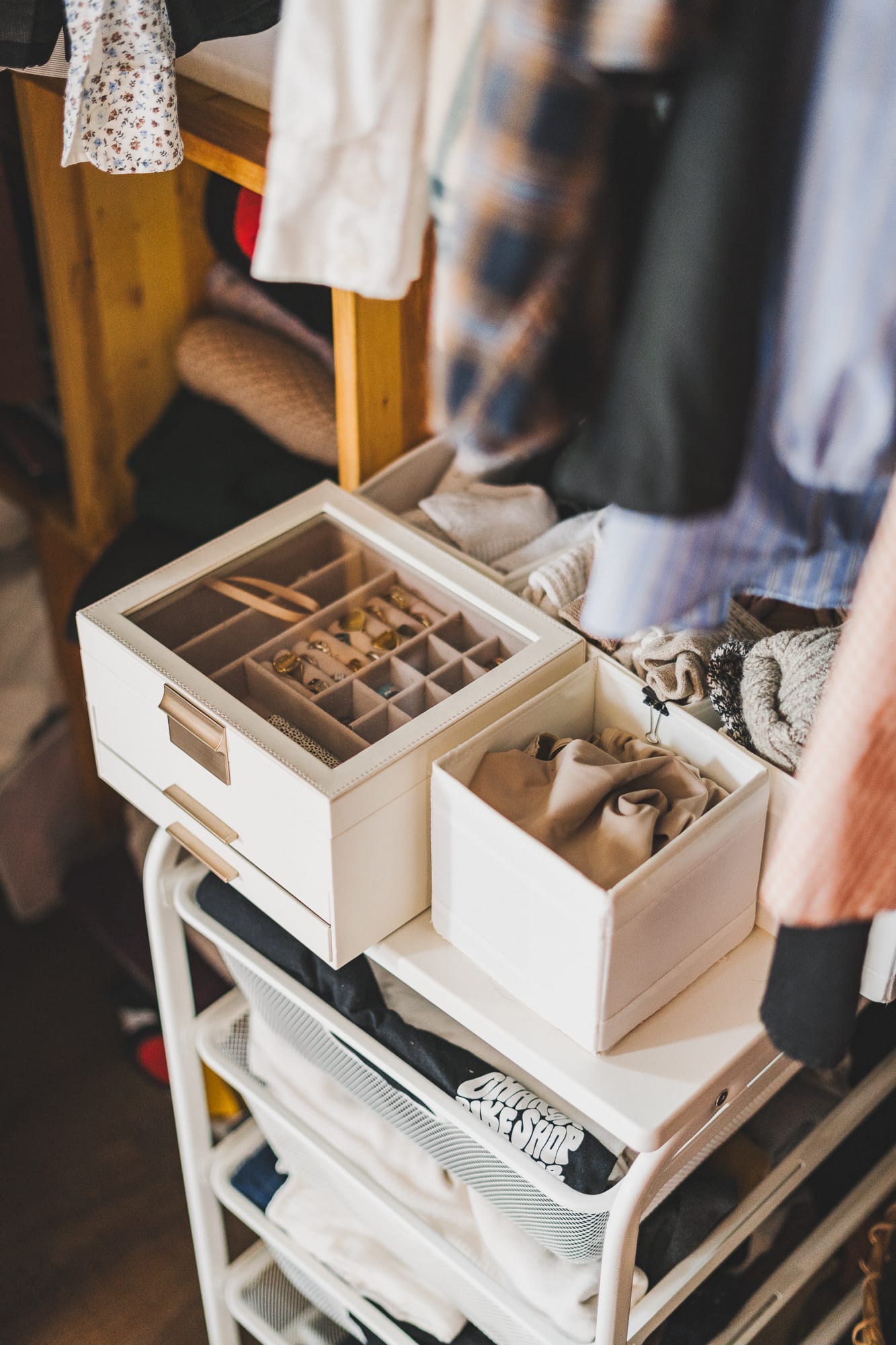 Jewelry box inside a closet
